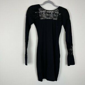 AGAIN  Dylan Jaguar Mini Body Con Lil black Dress Lace Backless Size Large